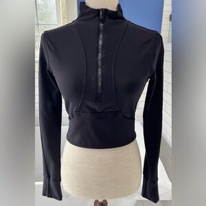 90 Degree By Reflex Black Zip-Up Crop Top